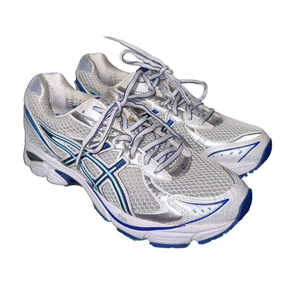 Asics Silver and Blue Athletic Shoes